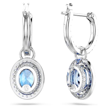 Una Angelica Drop-Ohrhänger, Oval-Schliff, Blau, Rhodiniert - Swarovski, 5671817