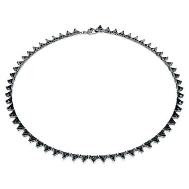 Matrix necklace, Triangle cut, Gray, Ruthenium plated - Swarovski, 5672276