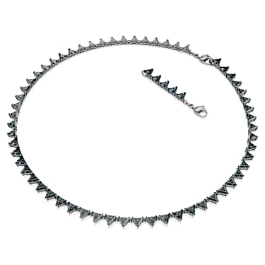 Matrix necklace, Triangle cut, Gray, Ruthenium plated - Swarovski, 5672276