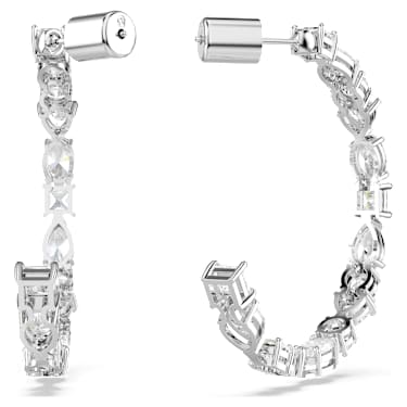 Mesmera 大圈耳環, 混合式切割, 白色, 鍍白金色 - Swarovski, 5672834