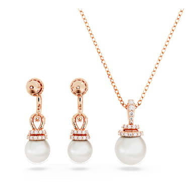 Set Originally, Crystal Pearl, Bianco, Finitura oro rosa 18K - Swarovski, 5672835