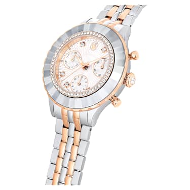 Octea Chrono watch, Swiss Made, Metal bracelet, Rose gold tone, Mixed metal finish - Swarovski, 5672937