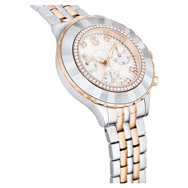 Octea Chrono 手錶, 瑞士製造, 金屬手鏈, 玫瑰金色調, 多種金屬潤飾 - Swarovski, 5672937