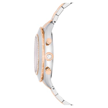 Octea Chrono watch, Swiss Made, Metal bracelet, Rose gold tone, Mixed metal finish - Swarovski, 5672937