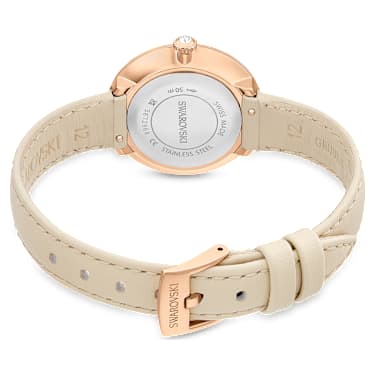 Reloj Certa, Fabricado en Suiza, Correa de piel, Beige, Acabado tono oro rosa - Swarovski, 5672968