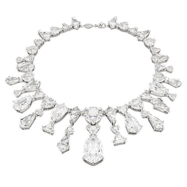 Mesmera necklace, Statement, Mixed cuts, White, Rhodium plated - Swarovski, 5673599