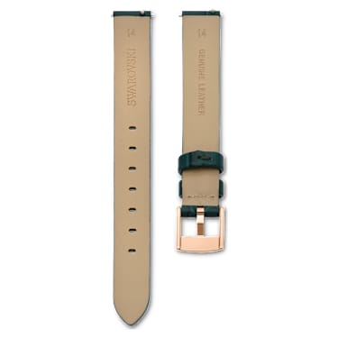 Uhrenarmband, 14 mm Breite, Leder, Grün, Roségoldfarbenes Finish - Swarovski, 5674154