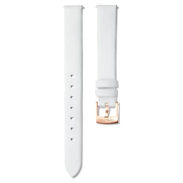 Saat kordonu, 14mm. (0.55 inç) genişlik, Deri, Beyaz, Pembe altın rengi yüzey - Swarovski, 5674158