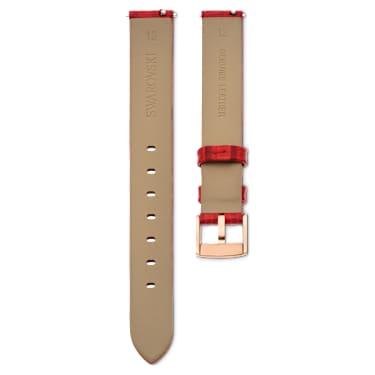 워치 스트랩, 폭 13 mm(0.51"), 가죽 스트랩, 레드, 로즈 골드 톤 피니시 - Swarovski, 5674163