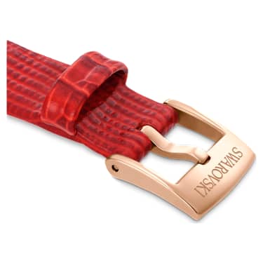 Cinturino per orologio, Larghezza 13 mm (0,51”), Pelle, Rosso, Finitura in tono oro rosa - Swarovski, 5674174