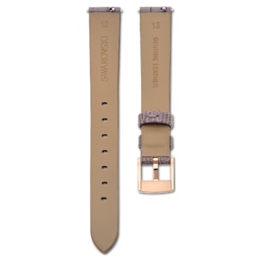 Bracelet de montre, Largeur : 13 mm (0,51 po), Cuir, Gris, Finition or rose - Swarovski, 5674175