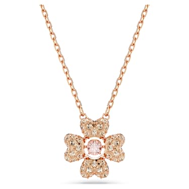 Idyllia pendant, Clover, White, 18K rose gold finish - Swarovski, 5674211