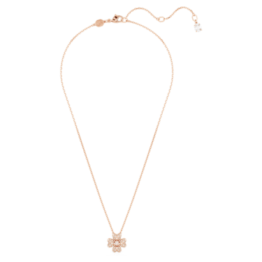 Idyllia pendant, Clover, White, Rose gold-tone plated - Swarovski, 5674211