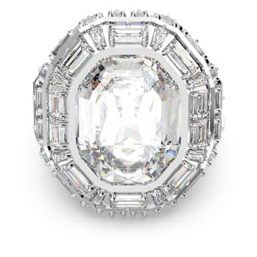 Mesmera cocktail ring, Octagon cut, White, Rhodium plated - Swarovski, 5674298