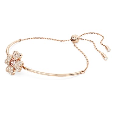 Pulsera Idyllia, Trébol, Blanca, Acabado en oro rosa de 18 quilates - Swarovski, 5674487