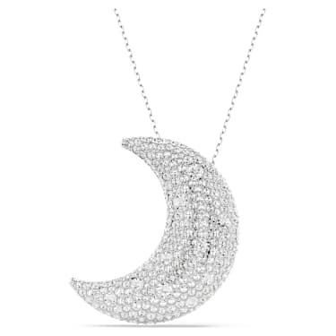 Sublima pendant, Moon, White, Rhodium plated - Swarovski, 5674895