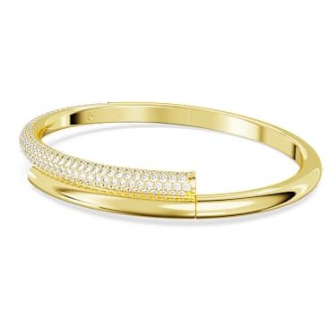 Bracelet-jonc Dextera, Fermoir magnétique, Blanc, Placage de ton or - Swarovski, 5674979