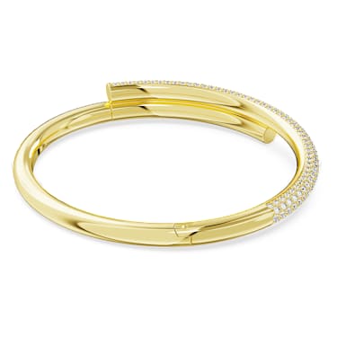 Bracelet-jonc Dextera, Fermoir magnétique, Blanc, Placage de ton or - Swarovski, 5674979
