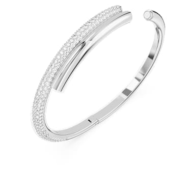 Brazalete Dextera, Cierre magnético, Blanco, Baño de rodio - Swarovski, 5674982