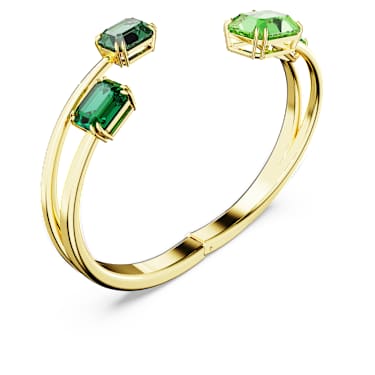 Brățară fixă Millenia, Tăietură octogonală, Verde, Placat cu auriu - Swarovski, 5674994
