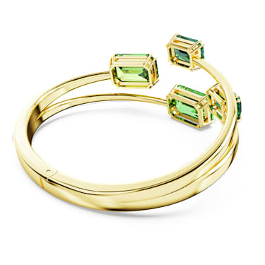 Brățară fixă Millenia, Tăietură octogonală, Verde, Placat cu auriu - Swarovski, 5674994