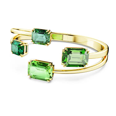 Millenia bangle, Octagon cut, Green, Gold-tone plated - Swarovski, 5674995