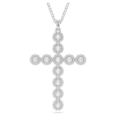 Insigne pendant, Mixed cuts, Cross, White, Rhodium plated - Swarovski, 5675573