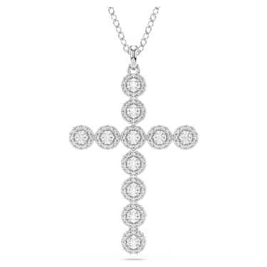 Obesek Insigne, Mešani rezi, Križ, Bel, Prevleka iz rodija - Swarovski, 5675573
