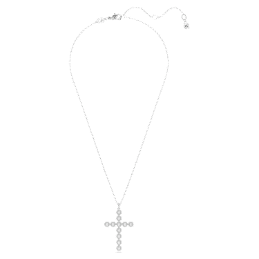 Obesek Insigne, Mešani rezi, Križ, Bel, Prevleka iz rodija - Swarovski, 5675573