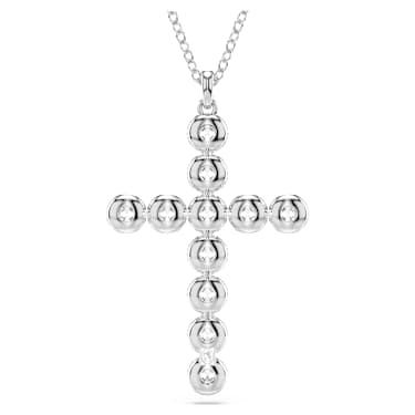 Bracciale Donna In Argento Sterling 925 Con Croce E Zirconi, Placcato Rodio, Tuscany Silver, Lunghezza 19 Cm, Confezione Regalo