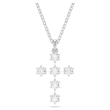 Insigne pendant, Round cut, Cross, White, Rhodium plated - Swarovski, 5675576