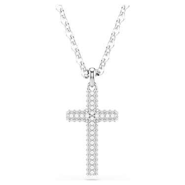 Pandantiv Insigne, Pavé, Cruce, Alb, Placat cu rodiu - Swarovski, 5675577