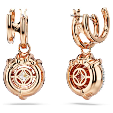 Dragon & Phoenix drop earrings, Dragon’s claw, White, 18K rose gold finish - Swarovski, 5675834