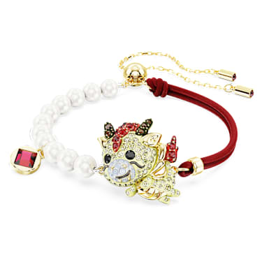 Swarovski Chinese Zodiac bracelet Crystal pearl Dragon Multicoloured Gold tone plated
