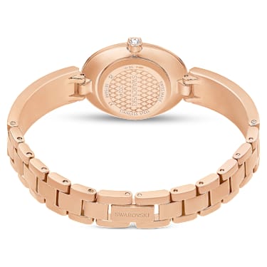 Montre Crystal Rock Oval, Fabriqué en Suisse, Bracelet en métal, Rouge, Finition or rose - Swarovski, 5675998