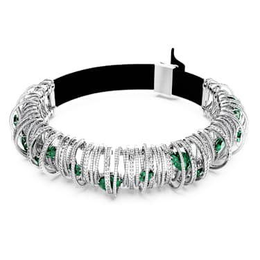 Hyperbola choker, Green, Rhodium plated - Swarovski, 5676060