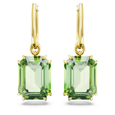 Millenia drop earrings, Octagon cut, Green, Gold-tone plated - Swarovski, 5676071