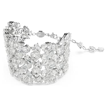 Bracelet large Mesmera, Tailles variées, Blanc, Métal rhodié - Swarovski, 5676532