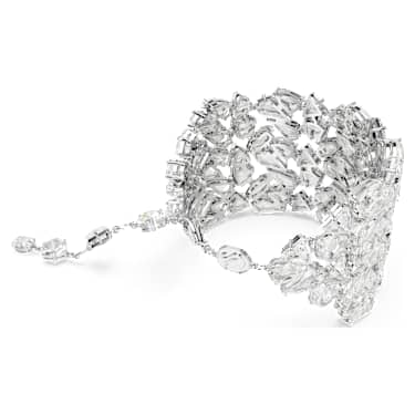 Pulsera ancha Mesmera, Tallas mixtas, Blanca, Baño de rodio - Swarovski, 5676532