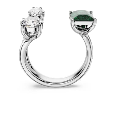 Mesmera 开口戒指, 混合切割, 绿色, 银色润饰 - Swarovski, 5676970