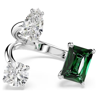 Mesmera 开口戒指, 混合切割, 绿色, 银色润饰 - Swarovski, 5676972