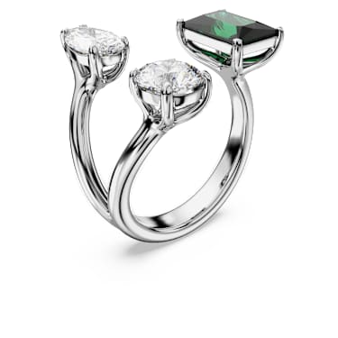 Mesmera 开口戒指, 混合切割, 绿色, 银色润饰 - Swarovski, 5676972