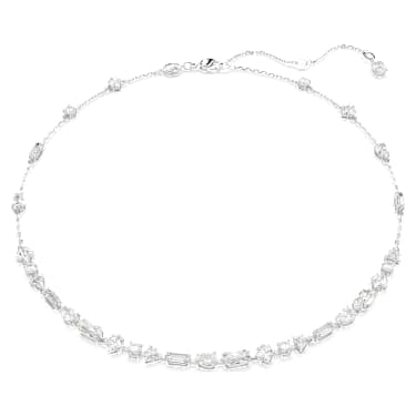 Collar Mesmera, Tallas mixtas, Diseño distribuido, Blanco, Baño de rodio - Swarovski, 5676989