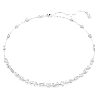 Mesmera 项链, 混合切割、散点设计, 白色, 镀铑 - Swarovski, 5676989