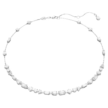 Mesmera Halskette, Verschiedene Schliffe, Verstreutes Design, Weiß, Rhodiniert - Swarovski, 5676989
