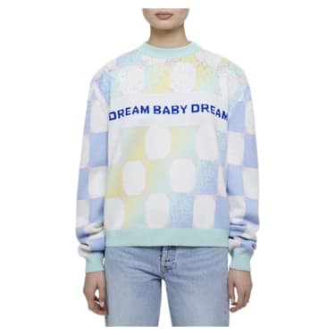 Liberal Youth Ministry, Gradient checker sweater, Blue - Swarovski, 5677030