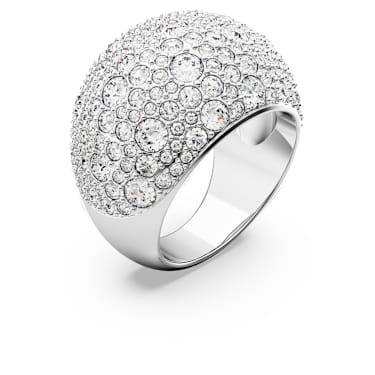 Luna cocktail ring, Moon, White, Rhodium plated - Swarovski, 5677134