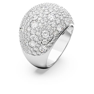 Luna cocktail ring, Moon, White, Rhodium plated - Swarovski, 5677134