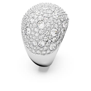 Luna cocktail ring, Moon, White, Rhodium plated - Swarovski, 5677134