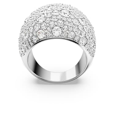 Luna cocktail ring, Moon, White, Rhodium plated - Swarovski, 5677134